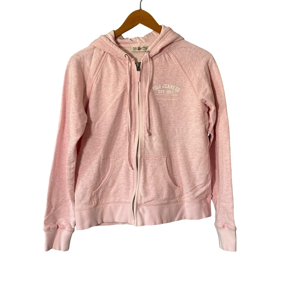 Vintage Polo Jeans Co. Ralph Lauren Pink Zip-Up Hoodie Medium